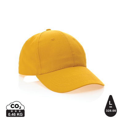 Picture of MPACT 6 PANEL 190GR RECYCLED COTTON CAP with Aware™ Tracer in Yellow.