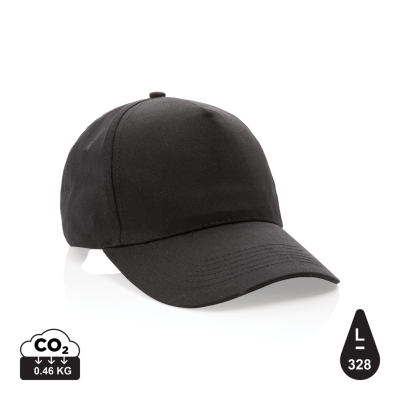 Picture of MPACT 5 PANEL 190GR RECYCLED COTTON CAP with Aware™ Tracer in Black