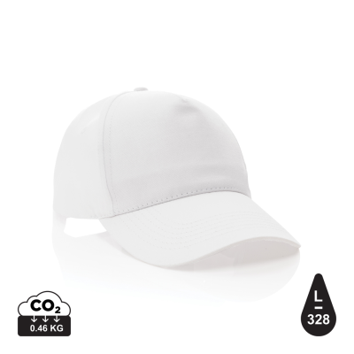 Picture of MPACT 5 PANEL 190GR RECYCLED COTTON CAP with Aware™ Tracer in White