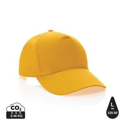 Picture of MPACT 5 PANEL 190GR RECYCLED COTTON CAP with Aware™ Tracer in Yellow.