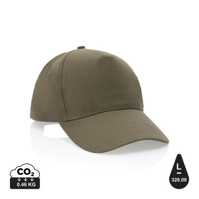 Picture of MPACT 5 PANEL 190GR RECYCLED COTTON CAP with Aware™ Tracer in Green