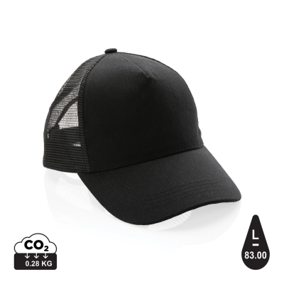 Picture of IMPACT AWARE™ BRUSHED RCOTTON 5 PANEL TRUCKER CAP 190G in Black