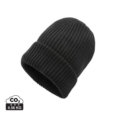 Picture of IMPACT AWARE™ POLYLANA® DOUBLE KNITTED BEANIE in Black.