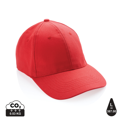 Picture of IMPACT 6 PANEL 280GR RECYCLED COTTON CAP with Aware™ Tracer in Luscious Red