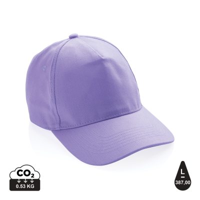 Picture of IMPACT 5PANEL 280GR RECYCLED COTTON CAP with Aware™ Tracer in Lavender.