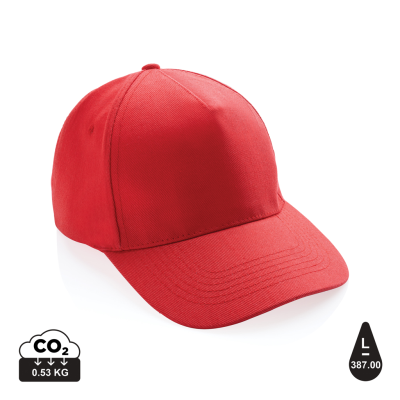 Picture of IMPACT 5PANEL 280GR RECYCLED COTTON CAP with Aware™ Tracer in Luscious Red