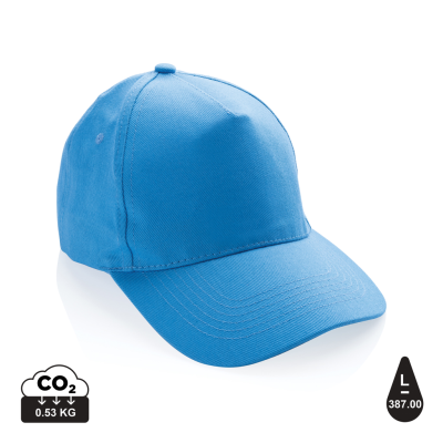 Picture of IMPACT 5PANEL 280GR RECYCLED COTTON CAP with Aware™ Tracer in Tranquil Blue