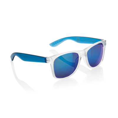 Picture of GLEAM RCS RECYCLED PC MIRROR LENS SUNGLASSES in Blue, White.