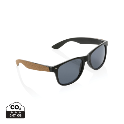 Picture of GRS RECYCLED PC PLASTIC SUNGLASSES with Cork in Black.