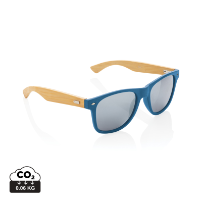 Picture of BAMBOO AND RCS RECYCLED PLASTIC SUNGLASSES in Blue
