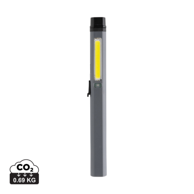 Picture of GEAR x RCS RECYCLED PLASTIC USB RECHARGEABLE PENLIGHT in Grey, Black.