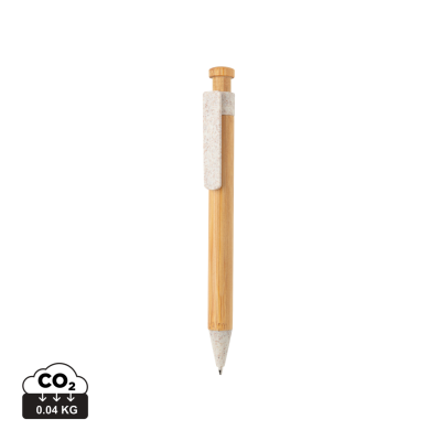 Picture of BAMBOO PEN with Wheatstraw Clip in White