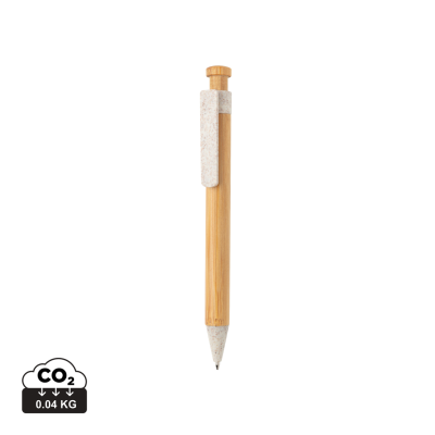 Picture of BAMBOO PEN with Wheatstraw Clip in White.