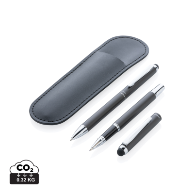 Picture of SWISS PEAK DELUXE PEN SET in PU Pouch in Black.