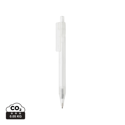 GRS RPET X8 CLEAR TRANSPARENT PEN in White.