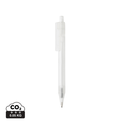 Picture of GRS RPET X8 CLEAR TRANSPARENT PEN in White.