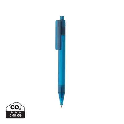 Picture of GRS RPET X8 CLEAR TRANSPARENT PEN in Blue.