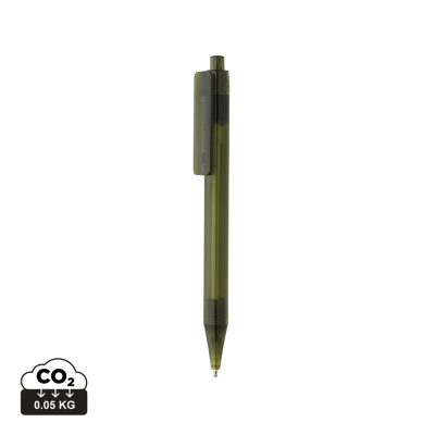 GRS RPET X8 CLEAR TRANSPARENT PEN in Green.