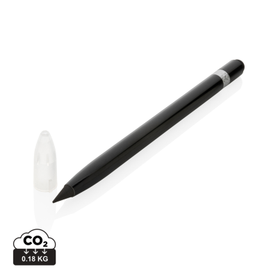 Picture of ALUMINUM INKLESS PEN with Eraser in Black.