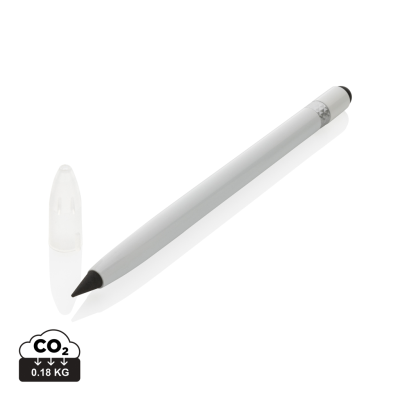 Picture of ALUMINUM INKLESS PEN with Eraser in White.