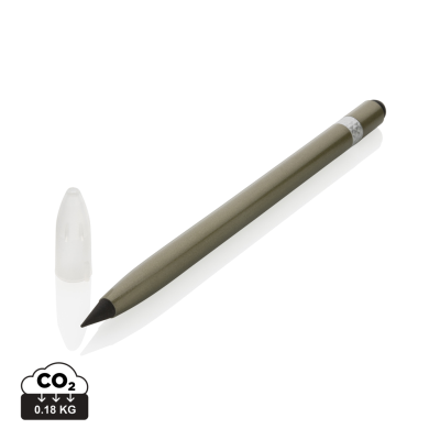 Picture of ALUMINUM INKLESS PEN with Eraser in Green.