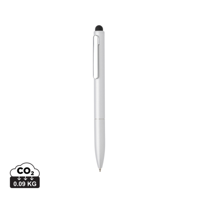 Picture of KYMI RCS CERTIFIED RECYCLED ALUMINIUM METAL PEN with Stylus in Silver.