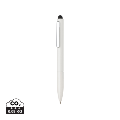 Picture of KYMI RCS CERTIFIED RECYCLED ALUMINIUM METAL PEN with Stylus in White.