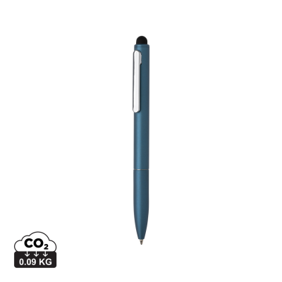 Picture of KYMI RCS CERTIFIED RECYCLED ALUMINIUM METAL PEN with Stylus in Royal Blue.