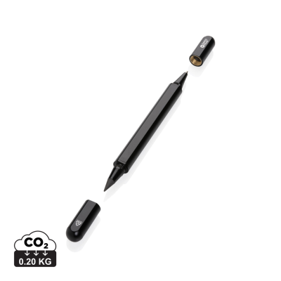 Picture of SWISS PEAK STORM RCS RECYCLED ALUMINUM DUAL TIP PEN in Black.