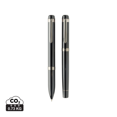 Picture of SWISS PEAK OSLO RECYCLED STAINLESS STEEL METAL DELUXE PEN SET in Black