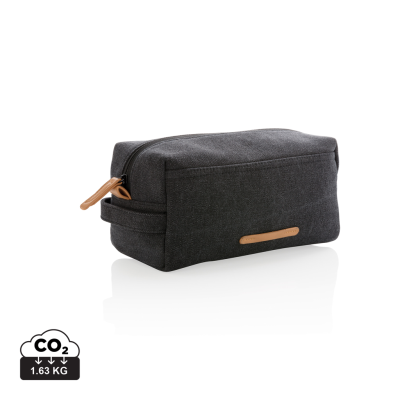 Picture of CANVAS TOILETRY BAG PVC FREE in Black.