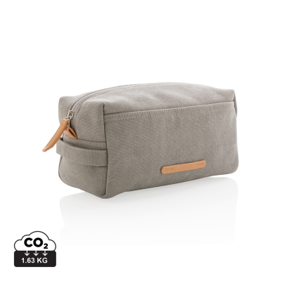 Picture of CANVAS TOILETRY BAG PVC FREE in Grey.