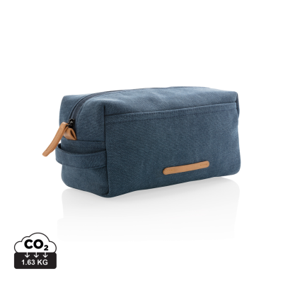 Picture of CANVAS TOILETRY BAG PVC FREE in Blue.