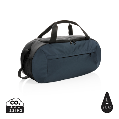 Picture of IMPACT AWARE™ RPET MODERN SPORTS DUFFLE BAG in Navy Blue.
