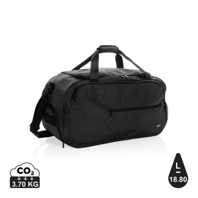 Picture of SWISS PEAK AWARE™ RPET SPORTS DUFFLE BAG in Black.