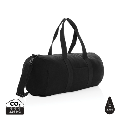 Picture of IMPACT AWARE™ 285GSM RCANVAS DUFFLE BAG UNDYED in Black.