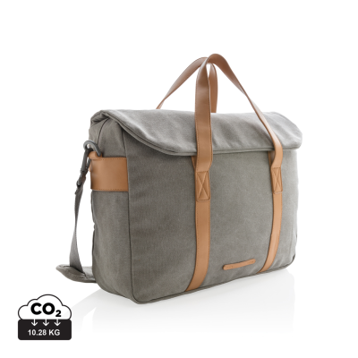 Picture of CANVAS LAPTOP BAG PVC FREE in Grey.