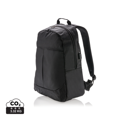 Picture of POWER USB LAPTOP BACKPACK RUCKSACK in Black.