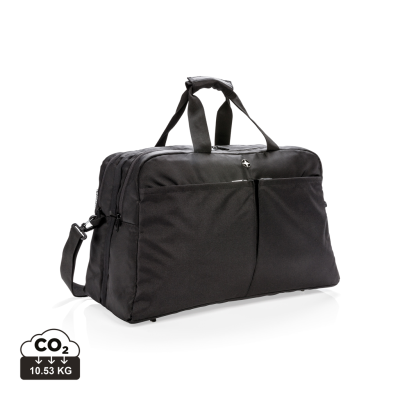 Picture of SWISS PEAK RFID DUFFLE with Suitcase Opening in Black.