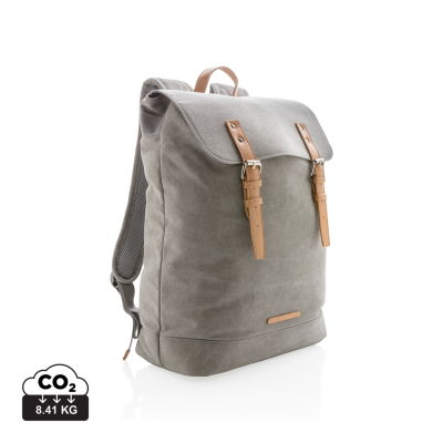 Picture of CANVAS LAPTOP BACKPACK RUCKSACK PVC FREE in Grey.