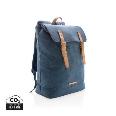 Picture of CANVAS LAPTOP BACKPACK RUCKSACK PVC FREE in Blue.
