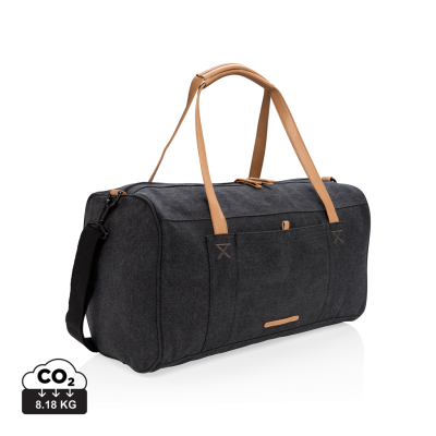 Picture of CANVAS TRAVEL & WEEKEND BAG PVC FREE in Black.