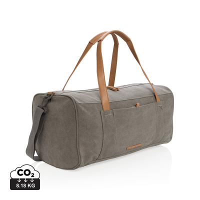 Picture of CANVAS TRAVEL & WEEKEND BAG PVC FREE in  Grey.