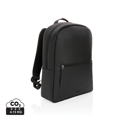 Picture of SWISS PEAK DELUXE VEGAN LEATHER LAPTOP BACKPACK RUCKSACK PVC FREE in Black.