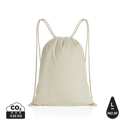 Picture of IMPACT AWARE™ RECYCLED COTTON DRAWSTRING BACKPACK RUCKSACK 145G in White.