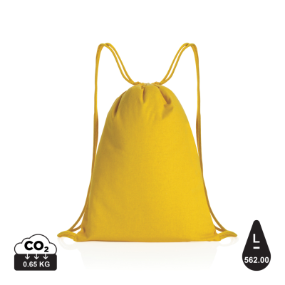 Picture of IMPACT AWARE™ RECYCLED COTTON DRAWSTRING BACKPACK RUCKSACK 145G in Yellow.