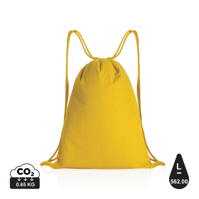 IMPACT AWARE™ RECYCLED COTTON DRAWSTRING BACKPACK RUCKSACK 145G in Yellow.