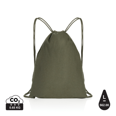 Picture of IMPACT AWARE™ RECYCLED COTTON DRAWSTRING BACKPACK RUCKSACK 145G in Green