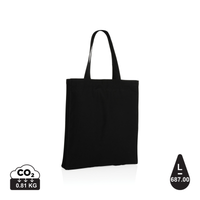 IMPACT AWARE™ RECYCLED COTTON TOTE With BOTTOM 145G in Black.