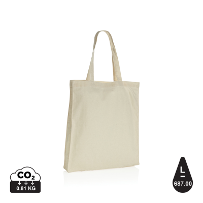 IMPACT AWARE™ RECYCLED COTTON TOTE With BOTTOM 145G in White.